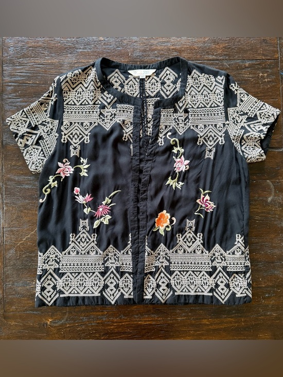 Odd Molly Tops - Odd Molly Anthropologie Short Sleeve Embroidered Kimono Shrug Coverup Size 3(Lg)